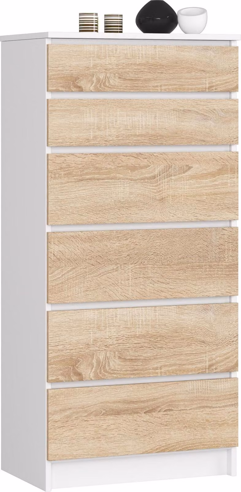 Akord Cassettiera 6 Cassetti Bianco/Rovere Sonoma 60X40X130 Cm
