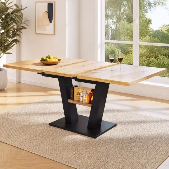 Tavolo da pranzo allungabile in MDF effetto legno 118-157×70×75 cm con gambe a V