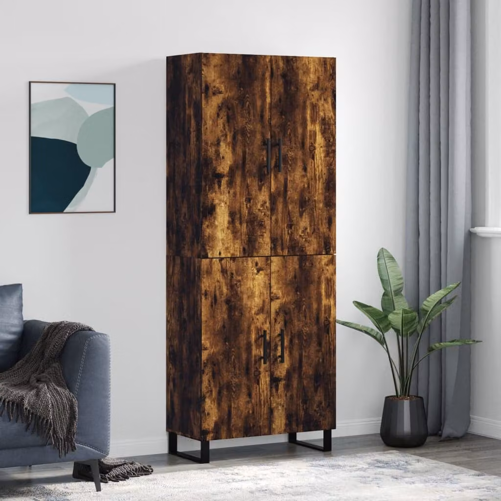 Credenza moderna vidaXL in rovere fumo con ante a battente, L: 69,5 cm, P: 34 cm, H: 180 cm
