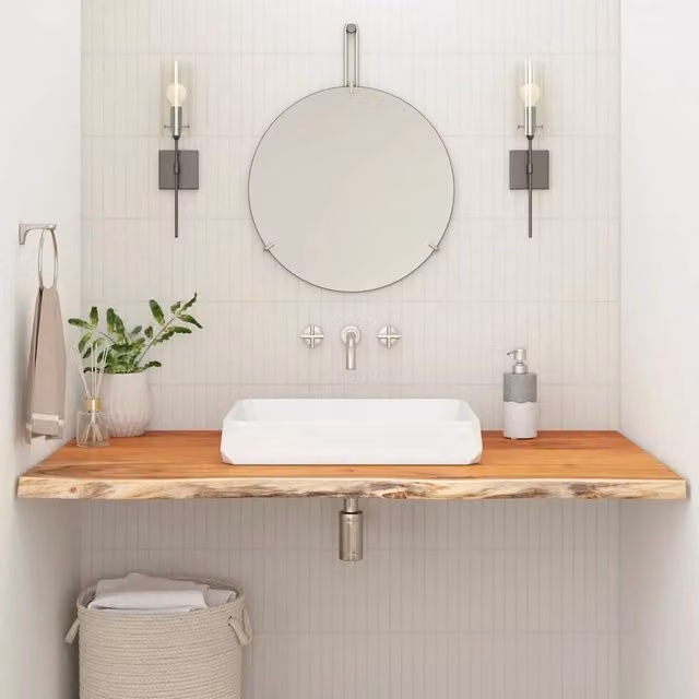 Piano Bagno Rettangolare in Legno di Acacia Marrone vidaXL L/P/H: 140 x 60 x 2,5 cm