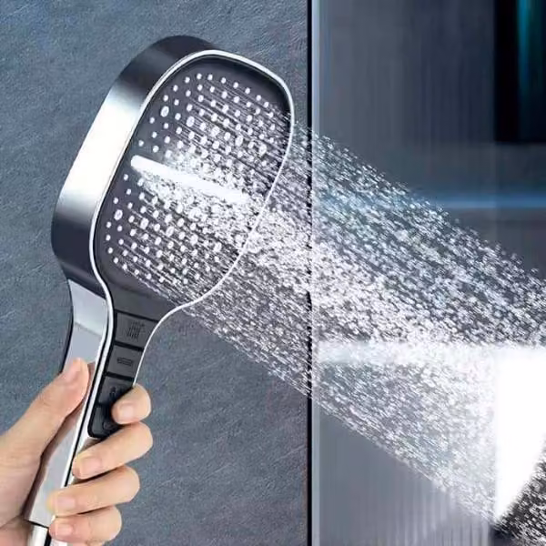 Testina doccia ad alta pressione 3-in-1, soffione doccia con 3 getti, doccetta manuale argentata