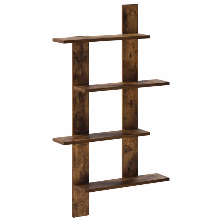 Scaffale da parete moderno vidaXL in legno MDF, colore Rovere Fumo, L: 61 cm, P: 13,5 cm, H: 105 cm