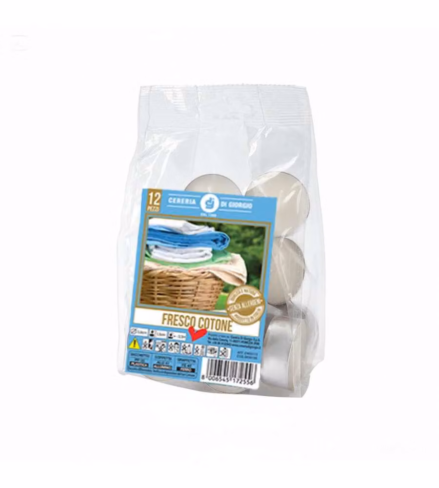 Cereria di Giorgio Tealight profumati cotone bianco 12 pz anallergici