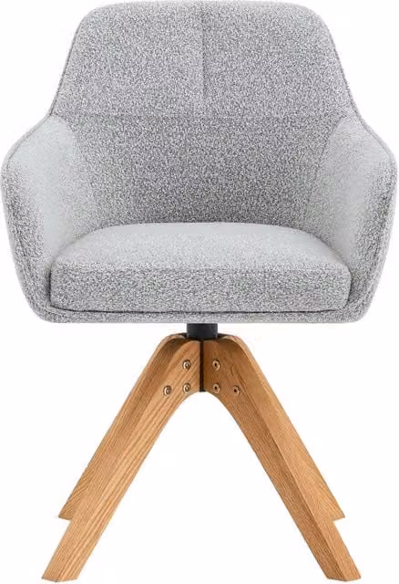 Set di 2 sedie da pranzo Chicfurn girevoli a 360° con braccioli e schienale ergonomico in tessuto grigio e legno di quercia