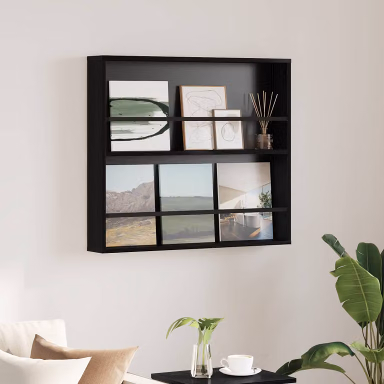 Scaffale per riviste vidaXL moderno in MDF nero con ripiani regolabili L: 80 cm, P: 12 cm, H: 70 cm