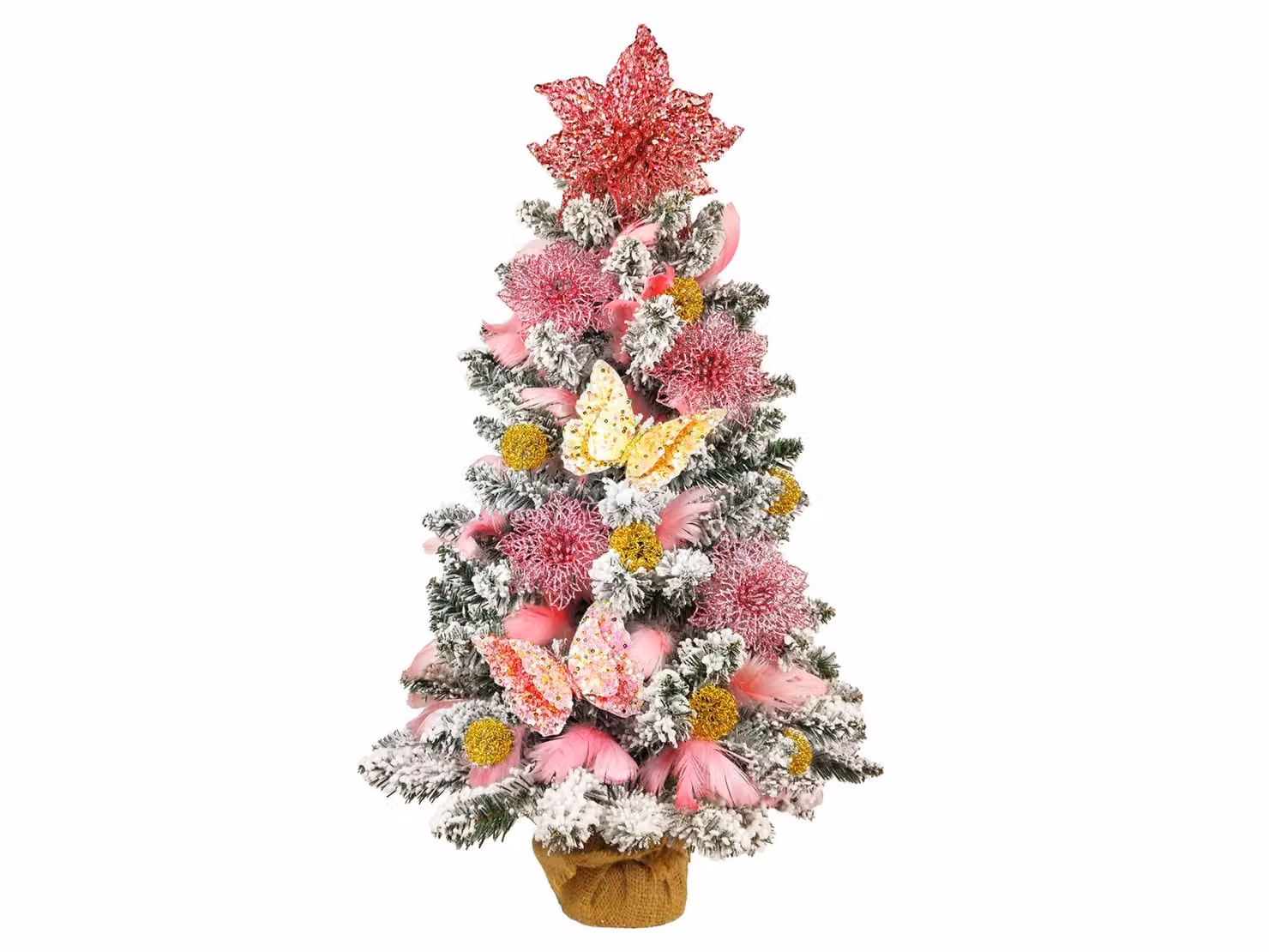 Albero di Natale artificiale decorato CARAMELLA 60 cm con illuminazione a LED IN VASO