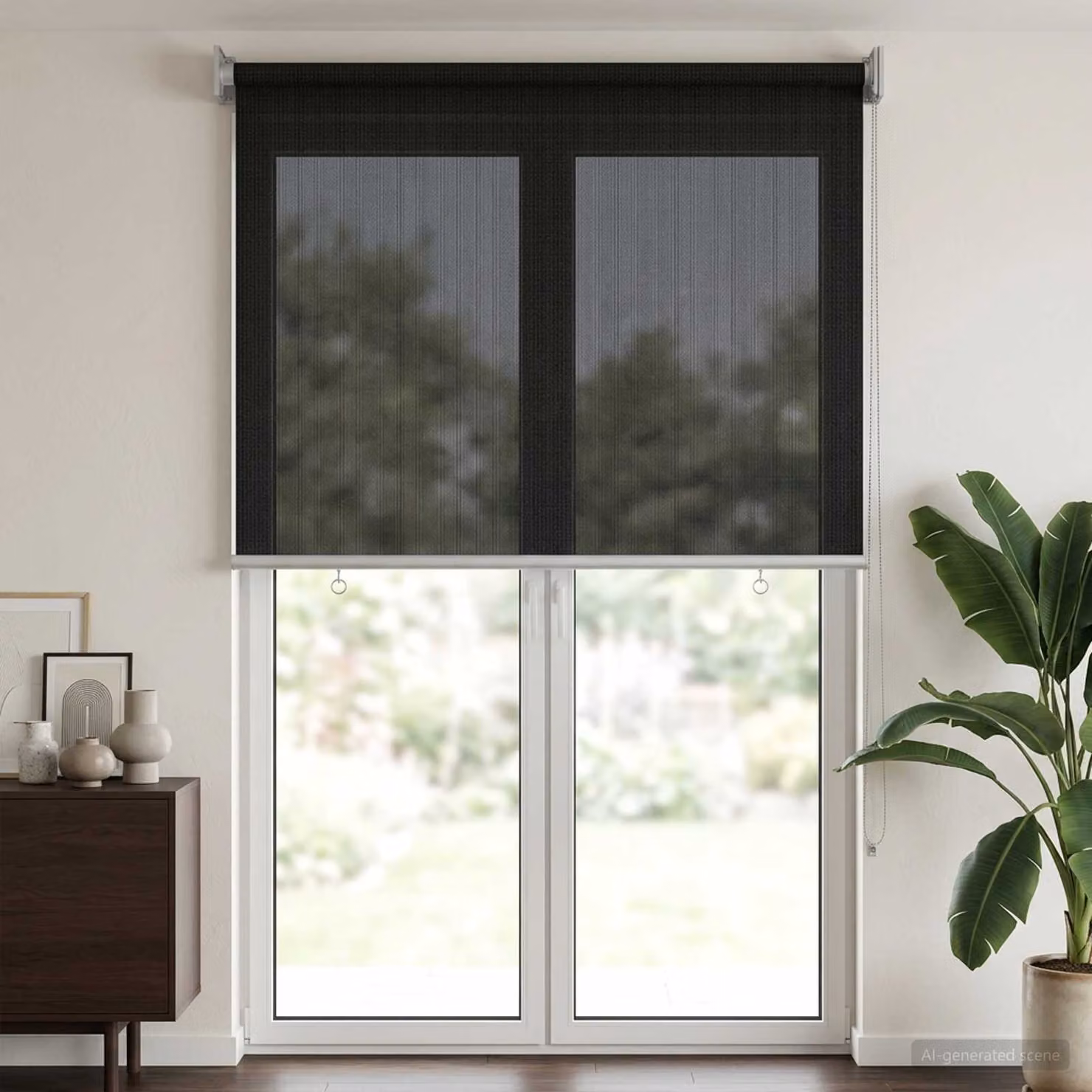 Tenda a rullo esterna vidaXL in HDPE nero con blocco UV 90%, L: 80 cm, H: 230 cm