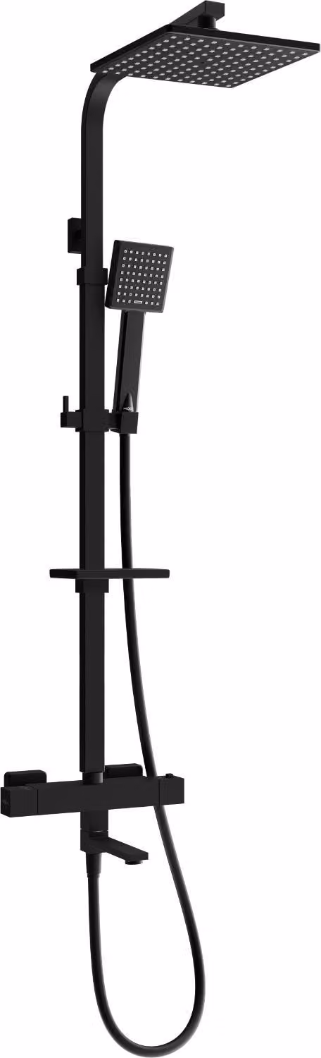 Mexen CQ45 set vasca-doccia con soffione e rubinetto termostatico, nero - 779104595-70