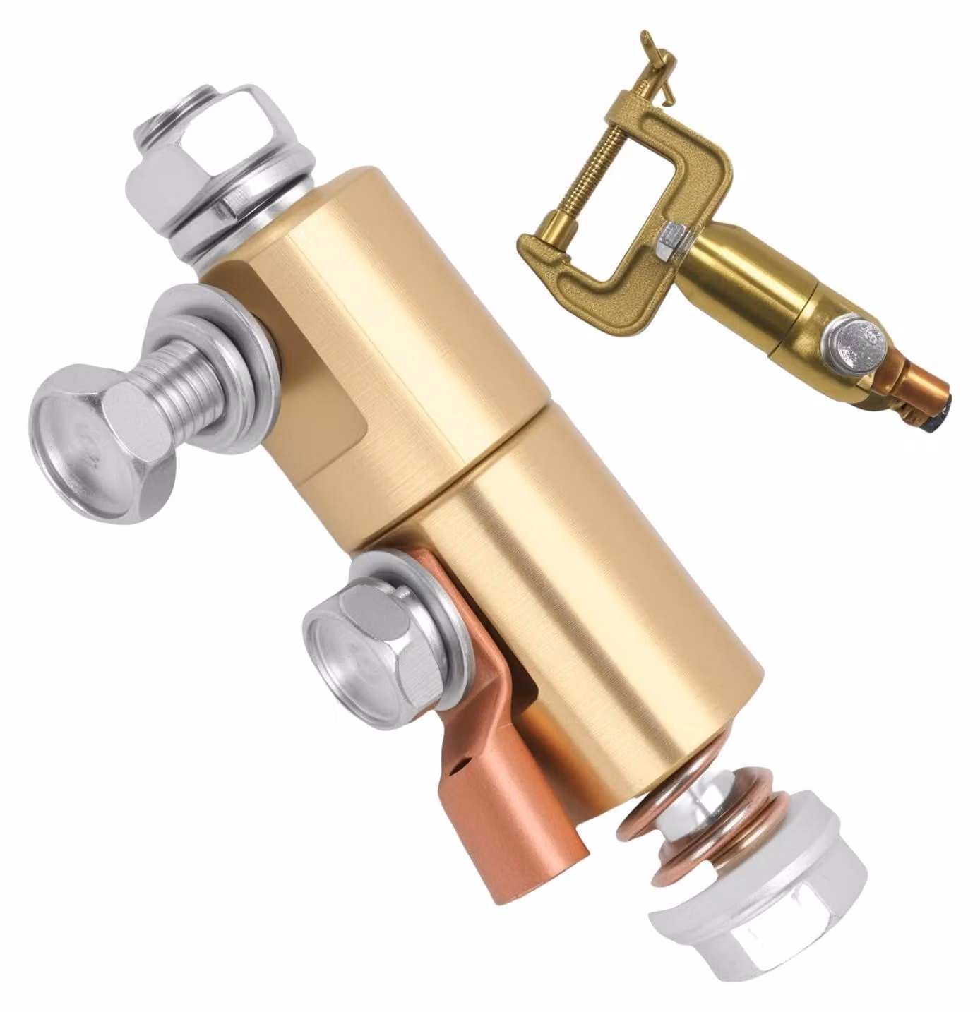 Adattatore rotante a 360° per morsetti di saldatura, filettatura M10, in ottone/rame, 500A