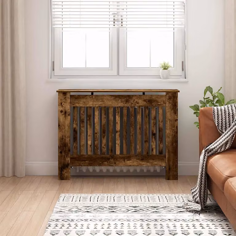 Copertura per radiatori vidaXL in legno Rovere Fumo, L 112 cm x P 19 cm x H 81,5 cm