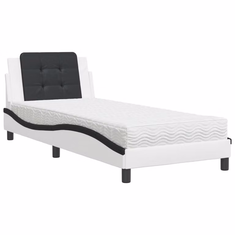 Giroletto senza Materasso Zadar Bianco e Nero 90x190 cm in Pelle finta