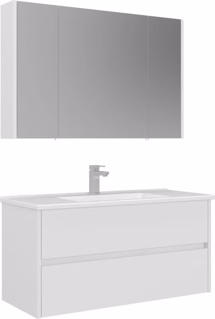 Set mobile lavabo con specchio Hanah Home Arno 100 bianco lucido L/P/H: 100 x 45 x 52 cm