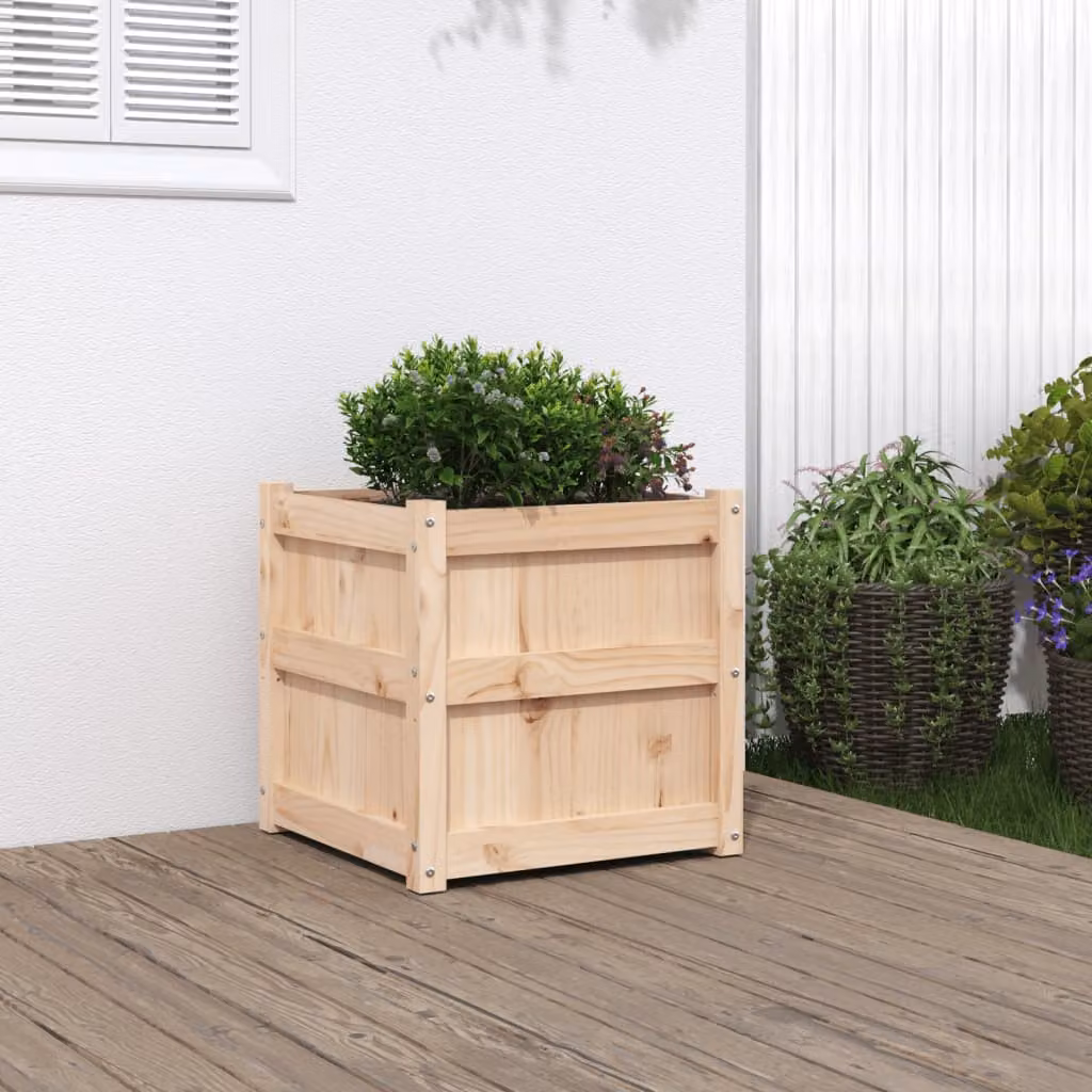 Fioriera da giardino vidaXL in legno di pino marrone e beige L/P/H: 50 x 50 x 50 cm