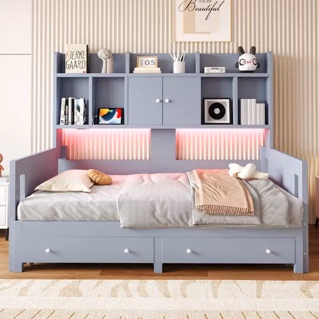 divano letto in legno grigio 97 x 193;6 cm