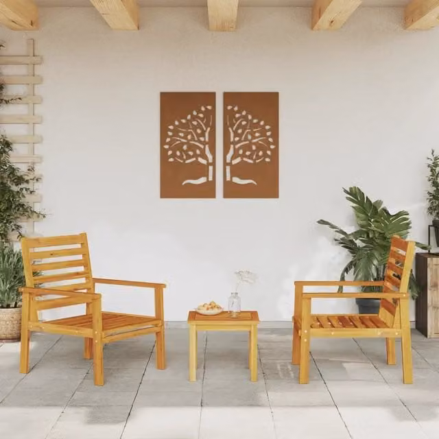 Set di 2 poltrone da giardino vidaXL in legno di acacia oliato marrone L/P/H: 65 x 65 x 81 cm – 1