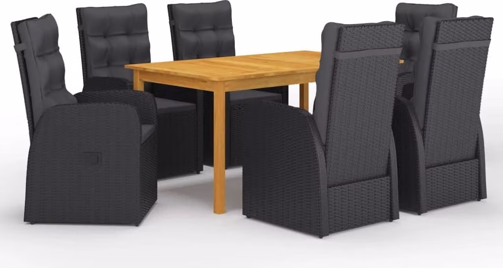 The Living Store Set da pranzo da giardino 7 pezzi nero