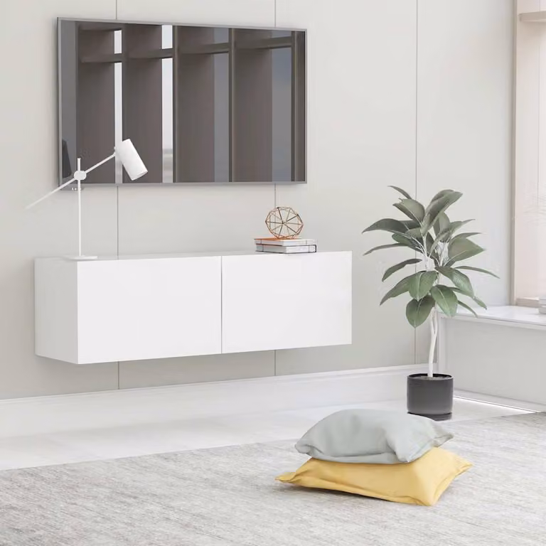 vidaXL Mobile Porta TV Bianco in MDF Moderno L: 100 cm, P: 30 cm, H: 30 cm