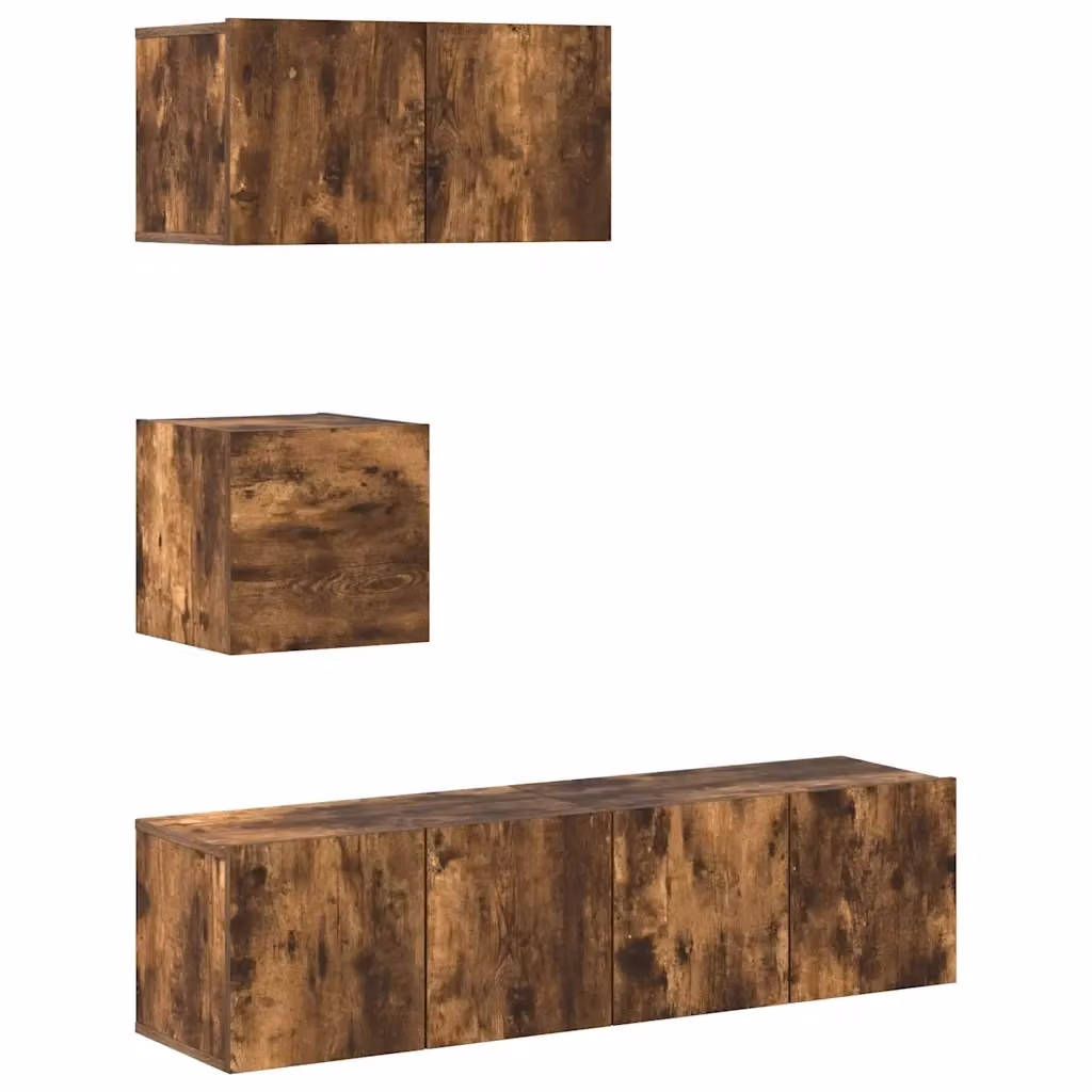 Set di mobili porta TV 4 pezzi vidaXL in legno multistrato colore marrone per soggiorno – 2