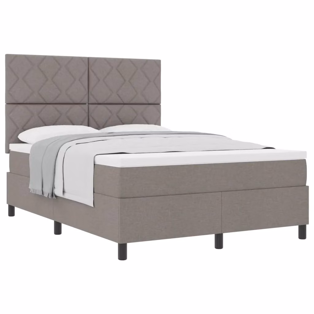 Letto a molle con testiera Talpa vidaXL in tessuto beige o grigio L/P: 140 x 190 cm – 2