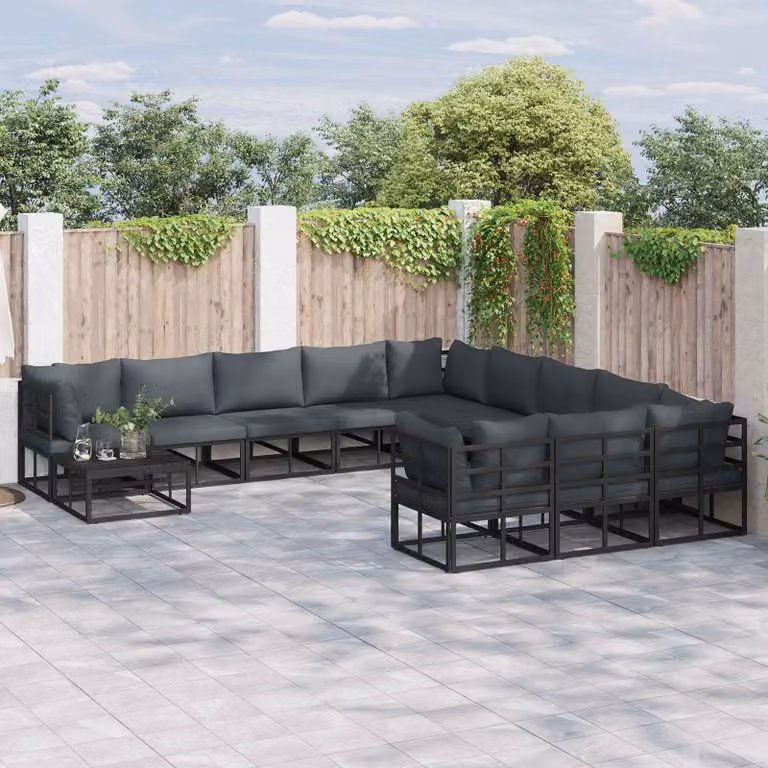 Maison Exclusive - Set da giardino composto da 11 pezzi, colore nero, in alluminio