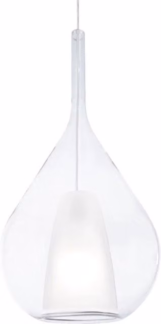 Sospensione Contemporanea Kalique Vetro Trasparente Bianco E Cromo E27 H59Cm