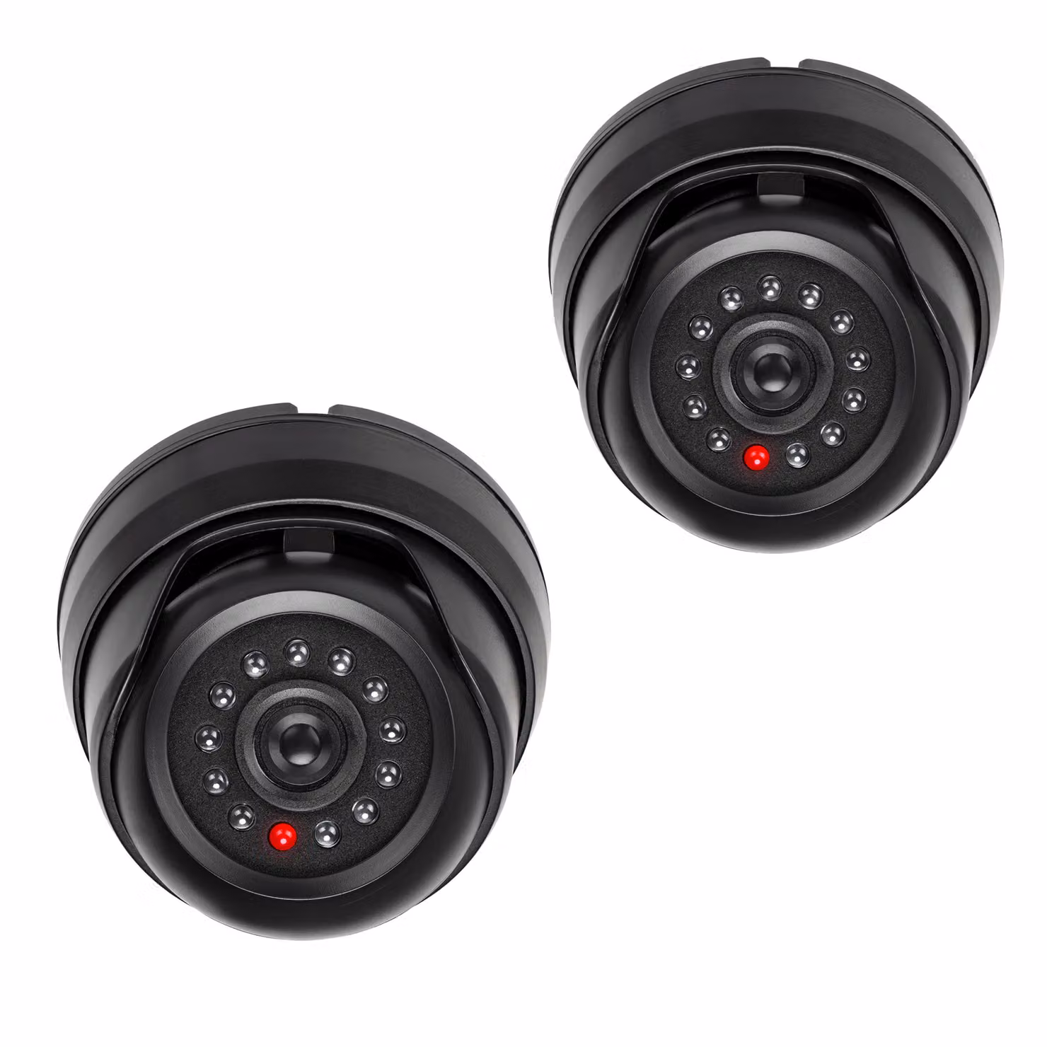 kwmobile 2x telecamera fittizia per montaggio a soffitto - con luce LED - telecamera di sorveglianza a cupola fittizia - telecamera di sicurezza finta ingannevolmente reale in nero