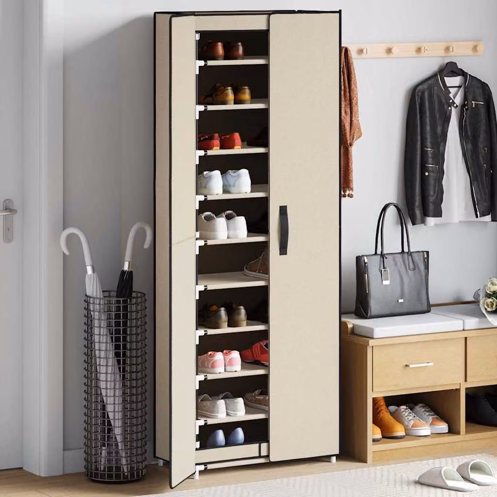 Scarpiera moderna vidaXL beige con ante a battente L: 60 cm, P: 30 cm, H: 166 cm