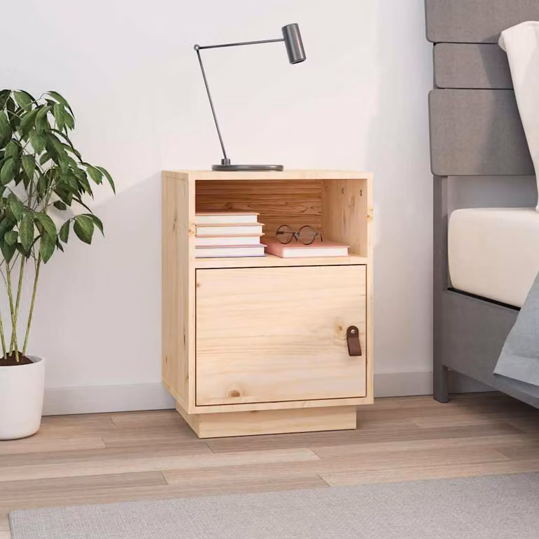 vidaXL Comodino Moderno in Legno Massello di Pino, L/P/H: 40 x 34 x 55 cm