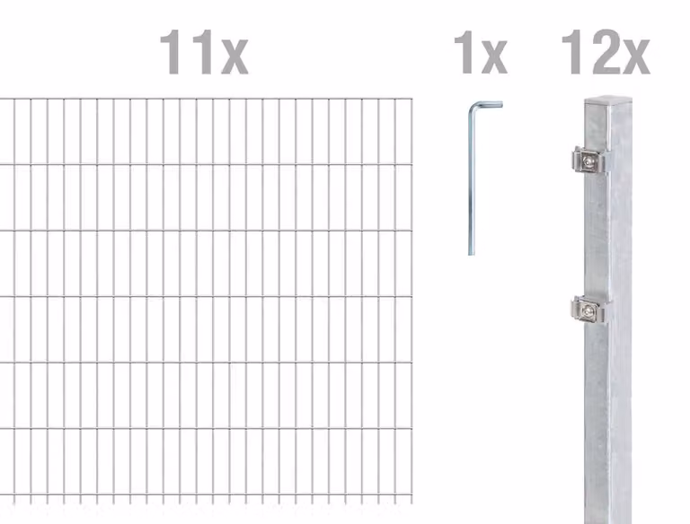 Alberts 669867 Staccionata doppia come set di recinzione completo da 24 pezzi, zincato a caldo, altezza 83 cm, lunghezza 27,5 m
