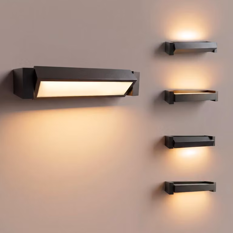 Lampada da parete a LED per esterni, colore nero, 12 W, 3000 K, orientabile, realizzata in alluminio