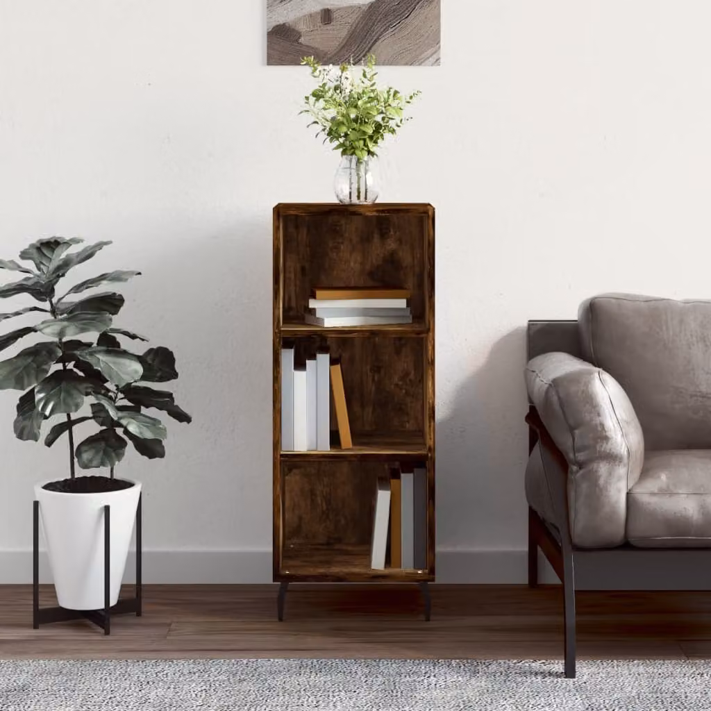 Credenza vidaXL in Rovere Fumo e Legno Multistrato, L/P/H: 34,5 x 32,5 x 90 cm
