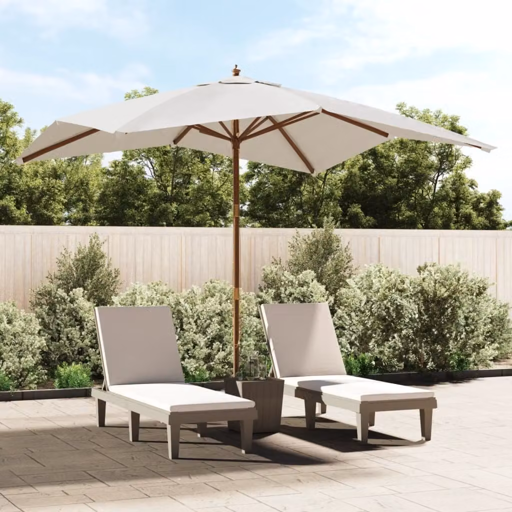 Maison Exclusive - Ombrellone con palo in legno, color sabbia, dimensioni 300x300x273 cm