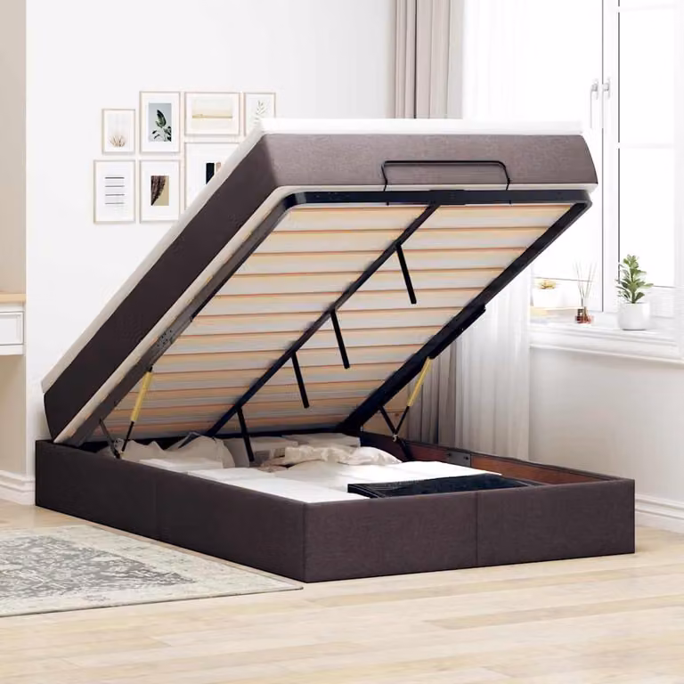 vidaXL Struttura Letto con Materasso e Contenitore a Sollevamento in Tessuto, L/P/H: 120 x 200 x 23,5 cm