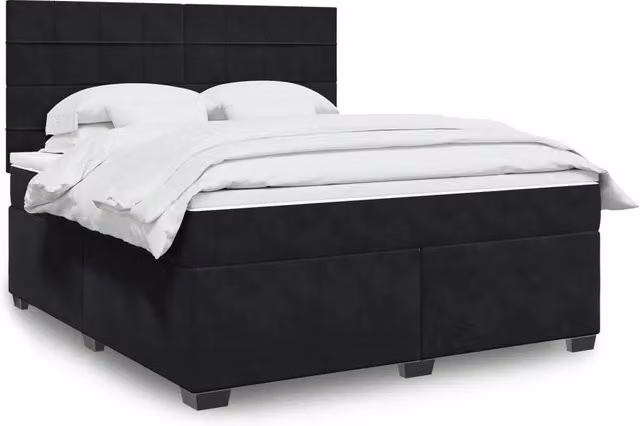Letto Ibrido vidaXL con Materasso a Molle e Struttura in Velluto Nero e Bianco L/P: 180 x 200 cm