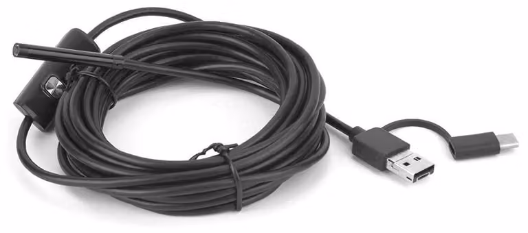 Endoscopio USB con lente da 5,5 mm, 6 LED, cavo da 5 metri, grado di protezione IP67 e sensore CMOS HD