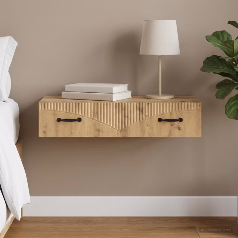 vidaXL Tavolino da Parete Laterale Moderno in MDF Laminato Marrone L/P/H: 87,5 x 34,5 x 17 cm