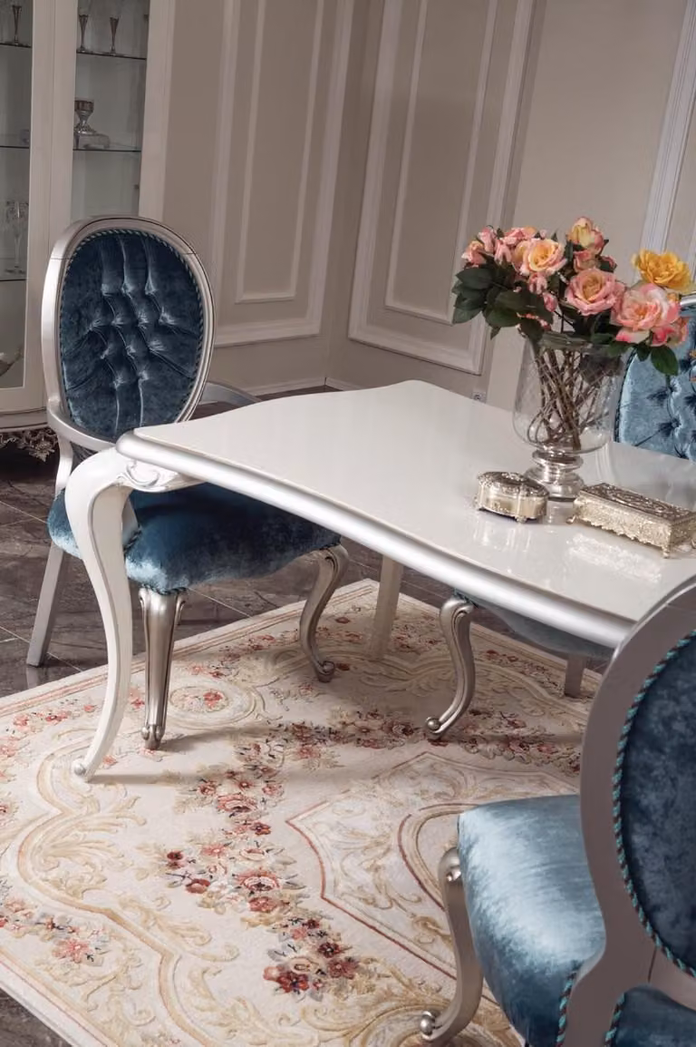 Turkis Grauer Stuhl Chesterfield Lehnstuhl Holz Stühle Armlehne Esszimmer Möbel