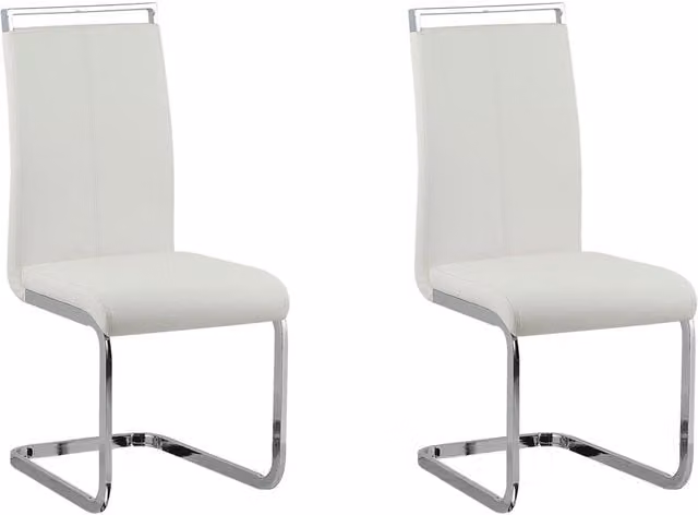 Set di 2 sedie da pranzo BELIANI bianche con sedile imbottito in ecopelle e base a sbalzo moderna
