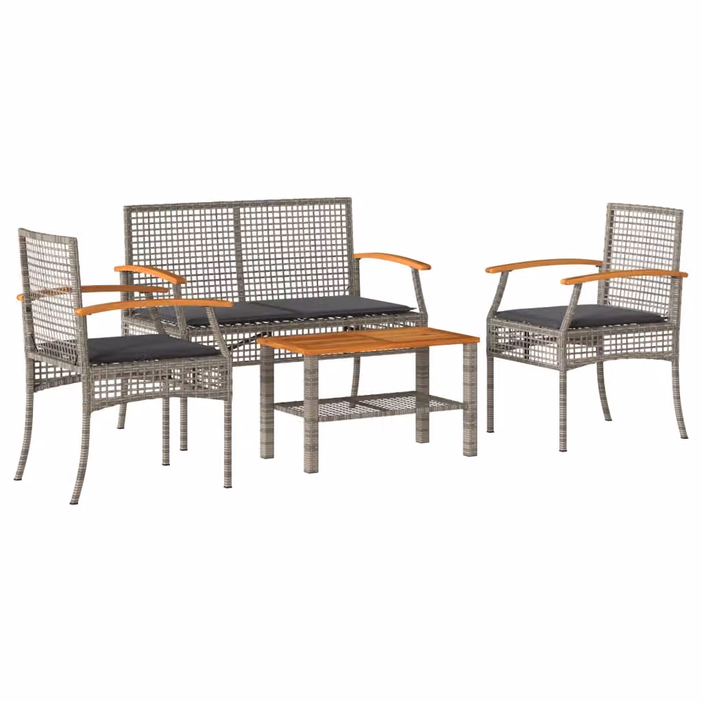 Maison Exclusive - Set da giardino 4 pezzi con cuscini grigio in polyrattan