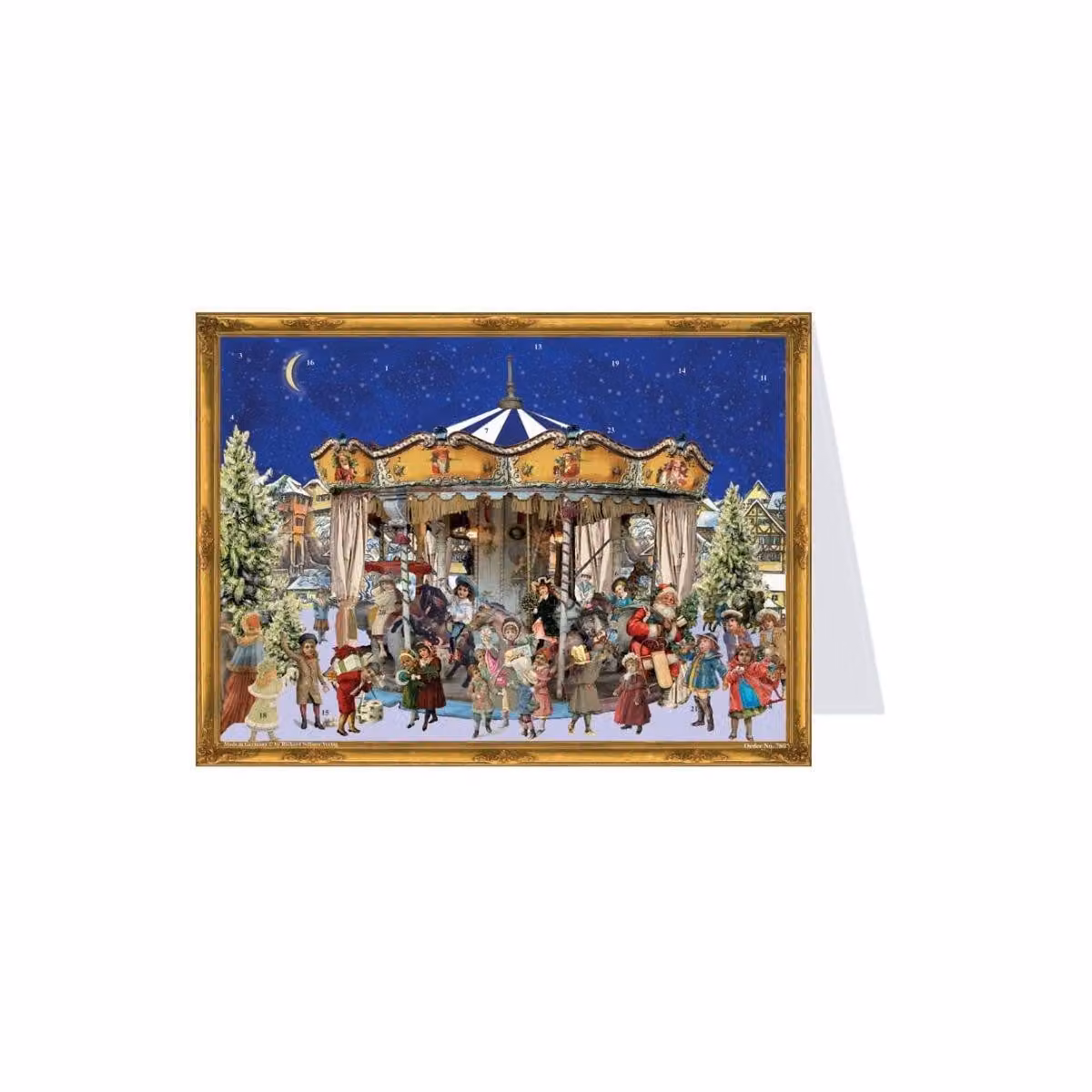 Calendario dell'Avvento a tema "Carosello", con cartoline