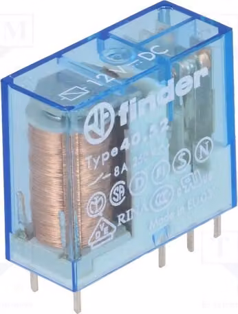 1 relè: elettromagnetico, 8A/250VAC, bobina: 12VDC, Mini 40.52.9.012.0000, elettrico