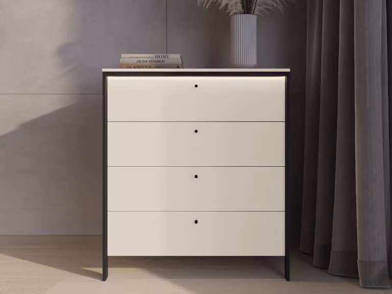 Cassettiera REDMOND - beige sabbia / nero + illuminazione LED GRATUITA