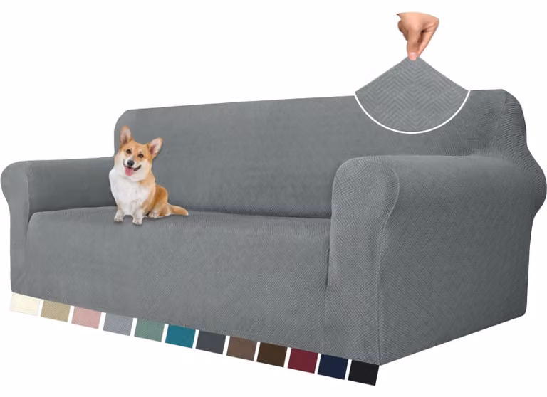 Copertura elastica per divano, adatta a divani a tre posti, color grigio scuro