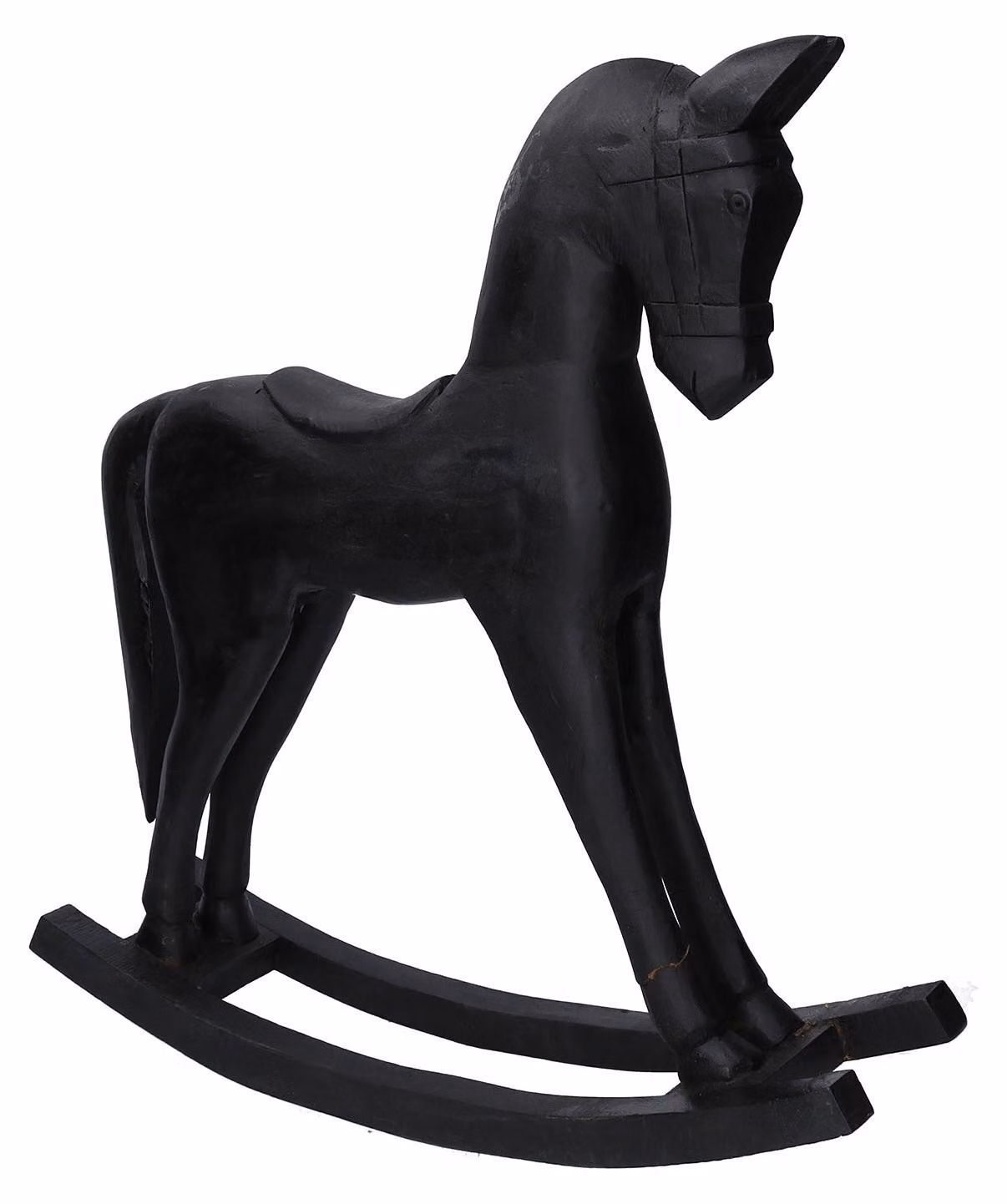 Cavallo a Dondolo Decorativo in Legno nero cm 36x9xh39