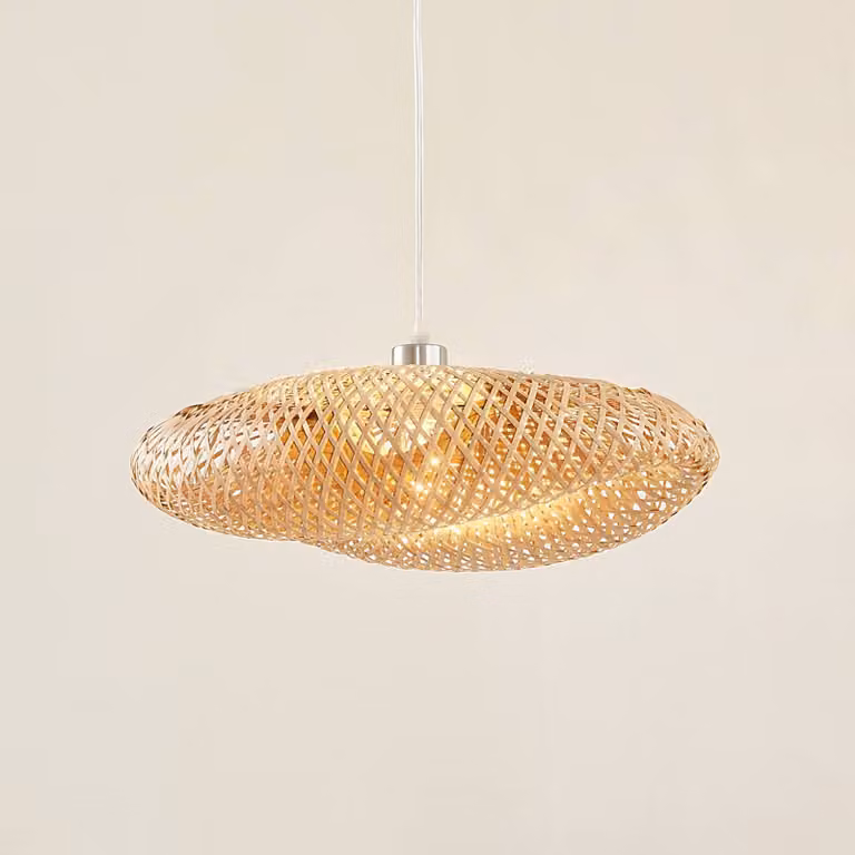 Lampada a sospensione Eleane Lindby, dimmerabile, Legno chiaro, Soggiorno / Sala da pranzo, Legno, Campagna / Rustiche, Lampada a sospensione