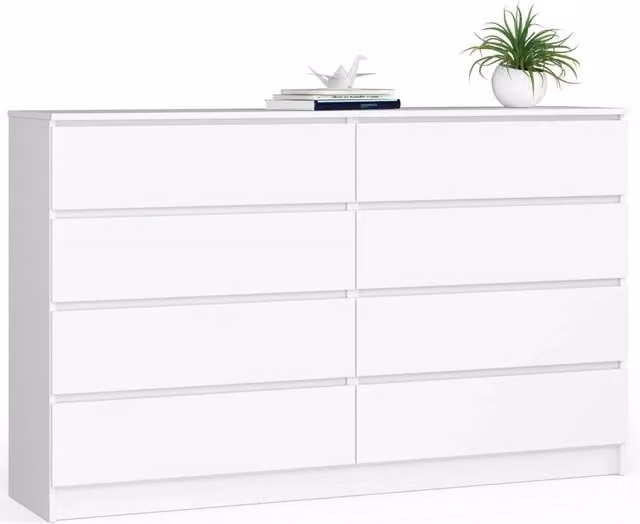 Cassettiera AKORD K160 Bianca 160 cm 8 cassetti 160x40x99 cm