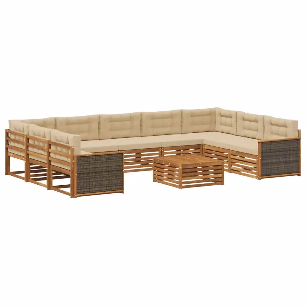 Set di 10 divani da esterno moderni vidaXL in legno di acacia colore beige e naturale – 2