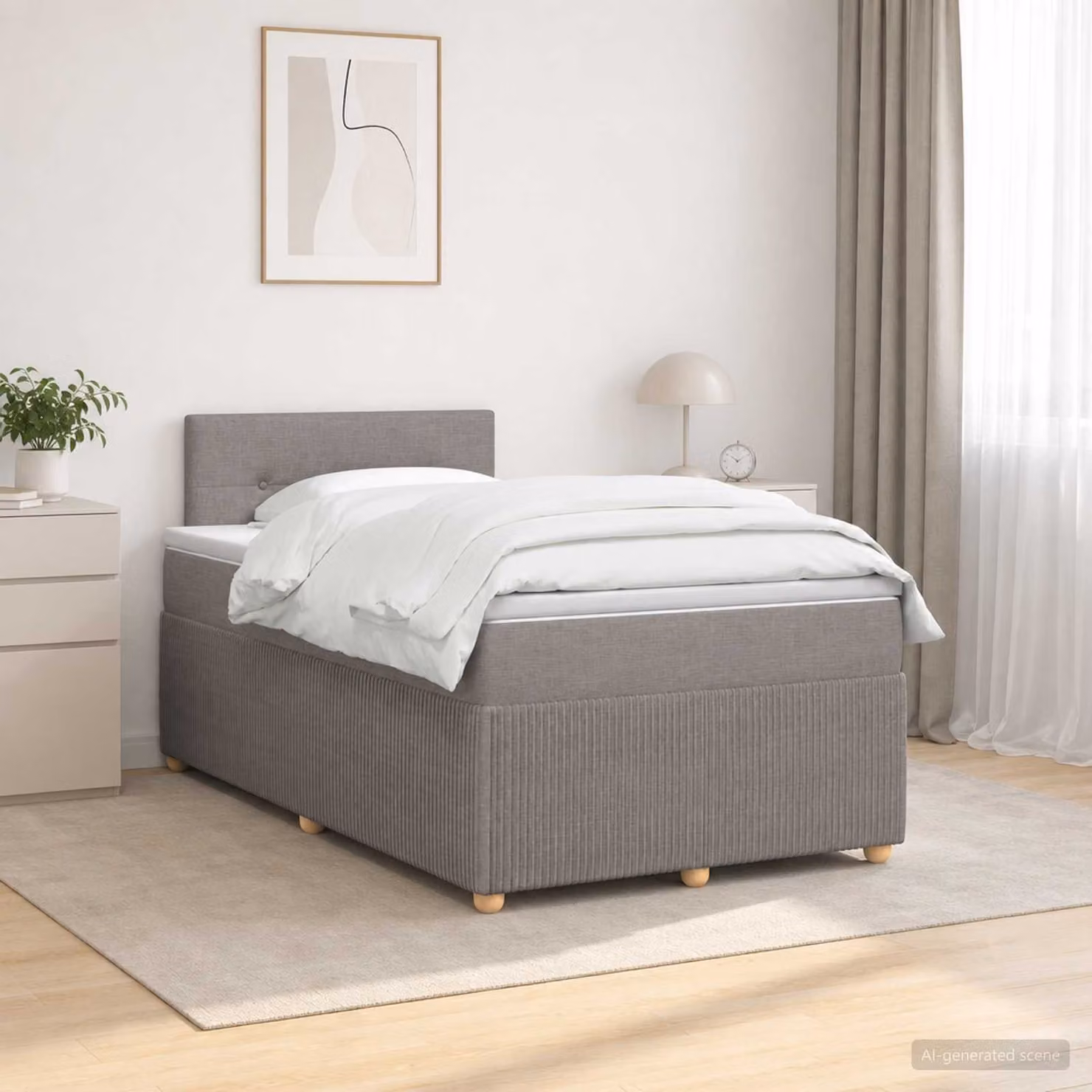 Letto box spring con materasso vidaXL in tessuto Tortora L: 120 cm, P: 200 cm
