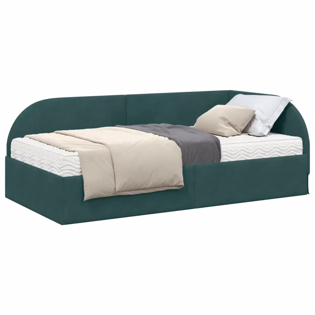 Letto Angolare con 2 Materassi vidaXL in Velluto Verde, L/P/H: 190 x 90 x 204 cm – 2