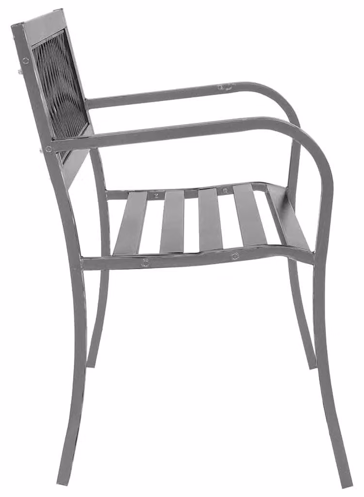 Panca da giardino nera in acciaio, realizzata con materiali sostenibili, lunghezza 120 cm